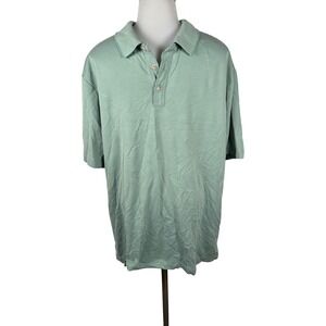 Men's Tommy Bahama Green Striped Short Sleeve Collared Polo Shirt Size Large